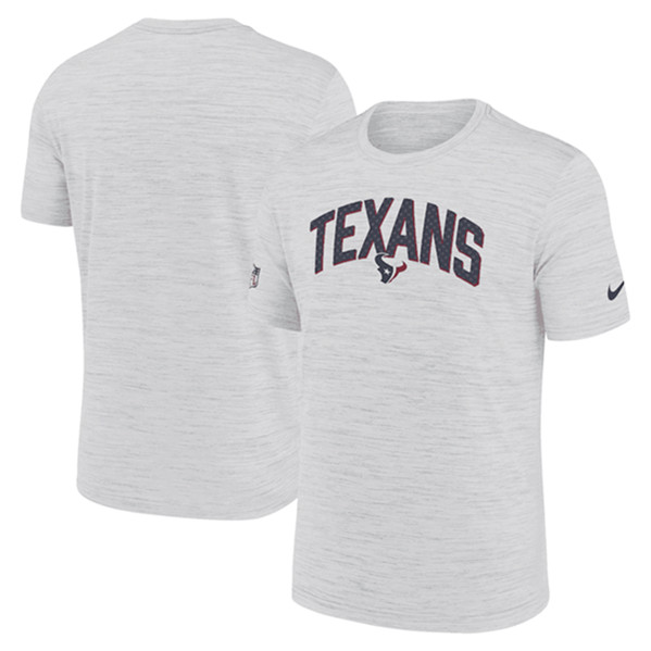 Men's Houston Texans White Sideline Velocity Stack Performance T-Shirt